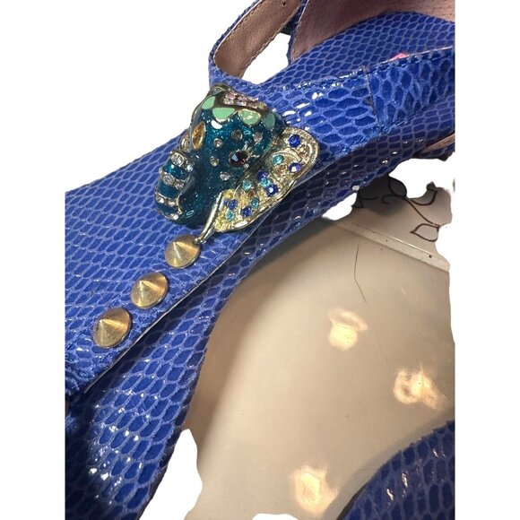 Vintage Betsey Johnson Kahluua Blue Elephant Sandals Rhinestone Elephant Ornamen - Picture 3 of 11